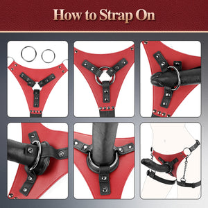 Corset Strap On Harness for Couples, Adjustable Waist & Thigh Straps with Compatible Dildo Set