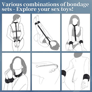 Vibrating Anal Hook BDSM Sex Bondage - Neck to Wrist Restraints Kit, Sex Toys for Couple