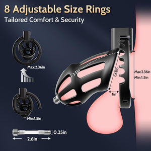 Male Chastity Cage Sex Toys with 8-Size Adjustable Cock Ring Adult Toys for Men Beginners