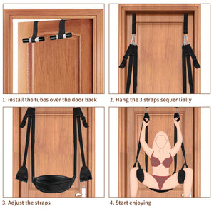 Door Sex Swings with Seat Soft Plush Sex Slings Hanging Door Handcuffs Leg Restraints Spreader