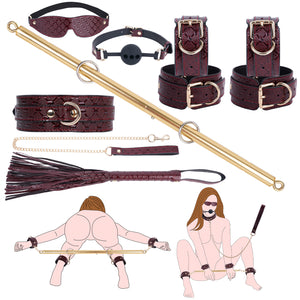 10PCS BDSM Kit Spreader Bars Adult Play, Vegan Leather Sex Bondage Restraints Set Handcuffs Ankle Cuffs for Couples