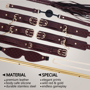 10PCS BDSM Kit Spreader Bars Adult Play, Vegan Leather Sex Bondage Restraints Set Handcuffs Ankle Cuffs for Couples