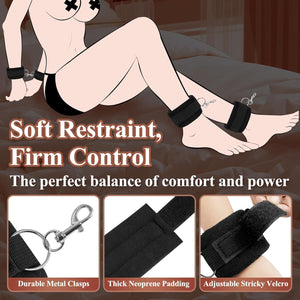 Sex Bondage BDSM Kit for Couples, Under Bed Restraints System with Adjustable Wrist & Ankle Cuffs