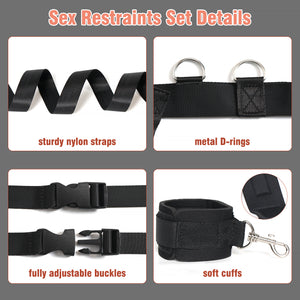 Sex Bondage BDSM Kit Bed Restraints Set, Super Easy Install Sex Rope Adjustable Straps