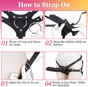 Strap On Dildo Harness Adult Sex Toys for Couple Pegging & G-Spot Play Sex Strapon with 2 Metal O-Rings