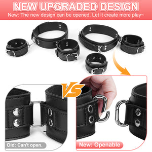 BDSM Bondage Wrist Thigh Cuffs and Ankle Sex Restraints Set, Adjustable Leg Straps Handcuffs
