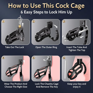 Male Chastity Cage Sex Toys with 8-Size Adjustable Cock Ring Adult Toys for Men Beginners