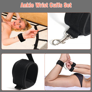 Sex Bondage BDSM Kit Bed Restraints Set, Super Easy Install Sex Rope Adjustable Straps