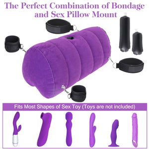 Sex Pillow with Bondage Cuffs – Inflatable Positioning Cushion for Couples, Vibrator Holder Sex Furniture for Bedroom