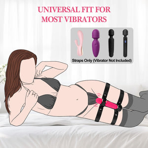 BDSM Sex Toys Vibrator Forced Strap for Women Hands-Free Play, Adjustable Constrained Thigh Straps with Handcuffs