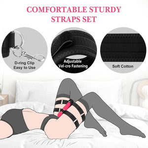 BDSM Sex Toys Vibrator Forced Strap for Women Hands-Free Play, Adjustable Constrained Thigh Straps with Handcuffs
