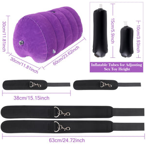 Sex Pillow with Bondage Cuffs – Inflatable Positioning Cushion for Couples, Vibrator Holder Sex Furniture for Bedroom
