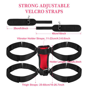 BDSM Sex Toys Vibrator Forced Strap for Women Hands-Free Play, Adjustable Constrained Thigh Straps with Handcuffs